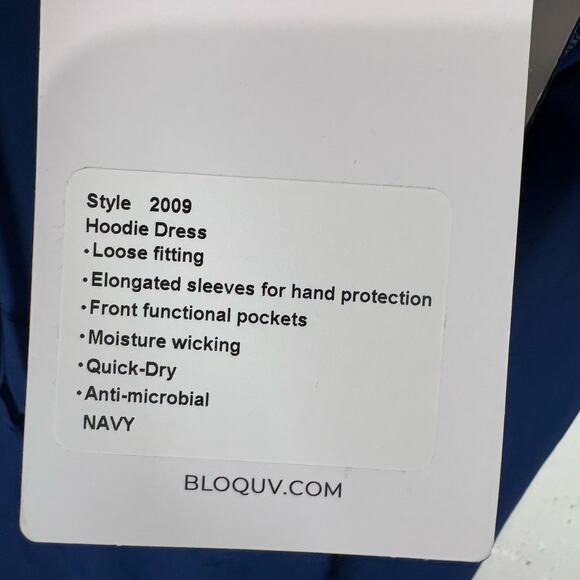 BLOQUV Womens Hoodie Dress Long Sleeve UPF 50+ Swim Dress Cover Up Navy Small - Picture 8 of 16